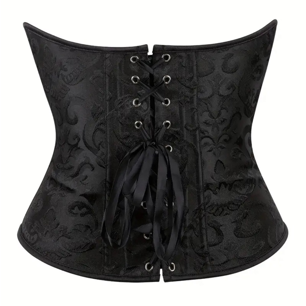 Black Lace-Up Corset nwt Vintage Style Zippered Waist Cincher Control Shapewear
